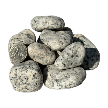 Silver Mist - Tumbled Silver Granite Pebbles